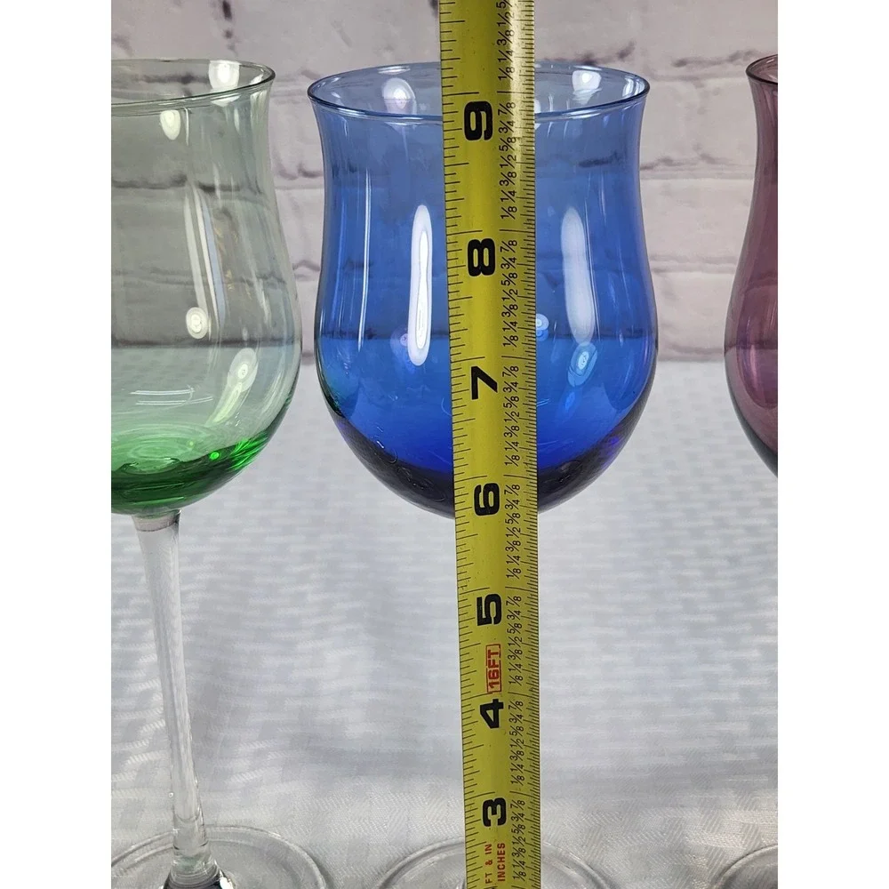 Lenox Gems Tulip Wine Glasses Set of 4 Multicolor Crystal Stemware 8.75